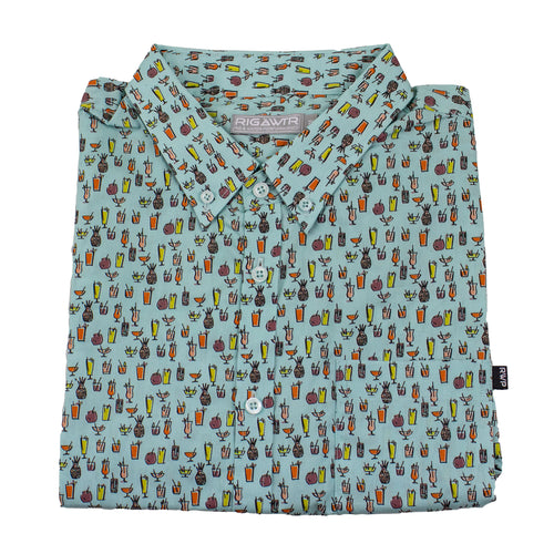 Men's Short Sleeve Casual Sport Shirt - Beverages - Aqua