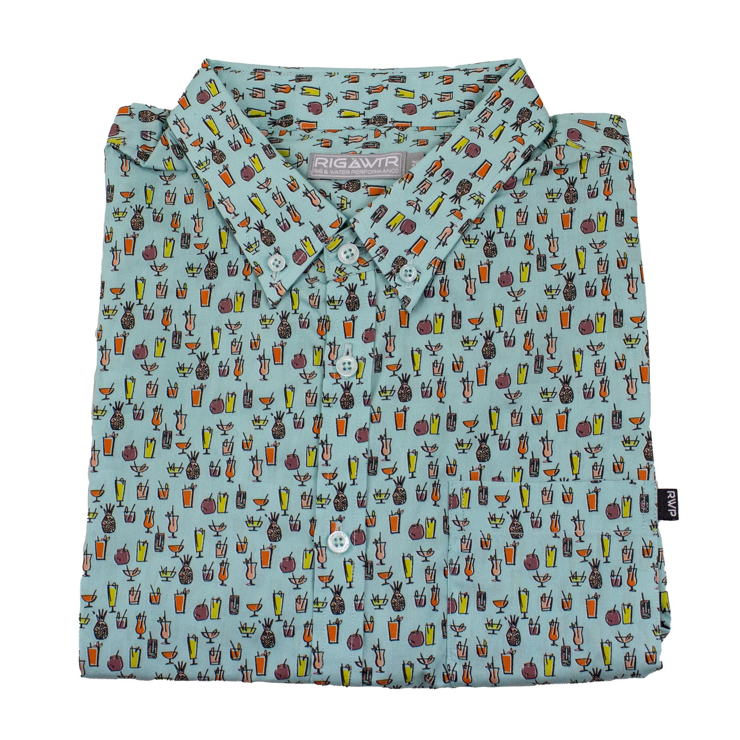 Men's Short Sleeve Casual Sport Shirt - Beverages - Aqua