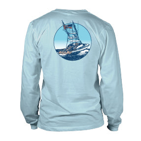 Long Sleeve UV50 Performance RWP USA Boat - Sky Blue