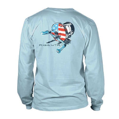 Long Sleeve UV50 Performance RWP USA Reel - Sky Blue