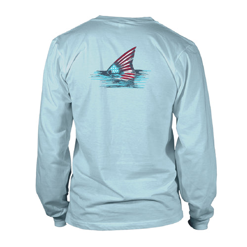 Long Sleeve UV50 Performance RWP Patriotic Fin - Sky Blue