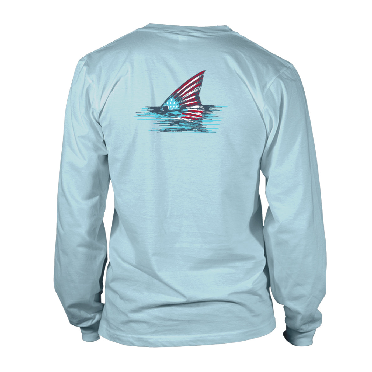 Long Sleeve UV50 Performance RWP Patriotic Fin - Sky Blue