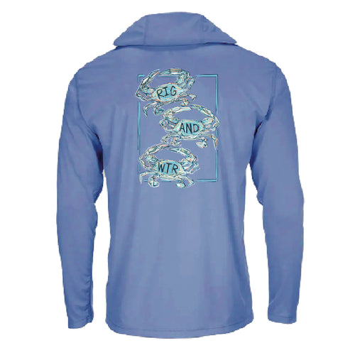 Long Sleeve Hoodie UV50 Performance RWP Crab Trio - Dusk
